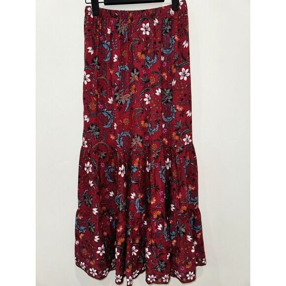 Max Studio Women's XS Maxi Skirt Elastic Waist Floral Pullover Boho Peasant - Picture 2 of 8